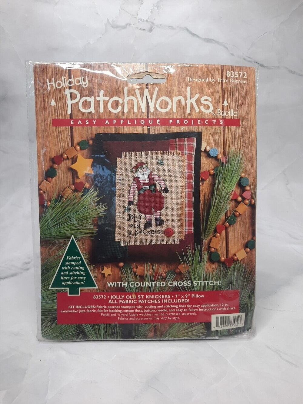 Bucilla Holiday PatchWorks Applique Project 83572 Jolly Old St Knickers Pillow